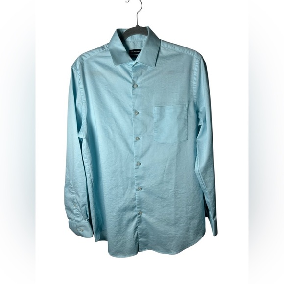 Van Heusen Mens Stain Shield Dress Shirt Blue Regular Fit Stretch Size M 15-15.5 - Picture 1 of 9